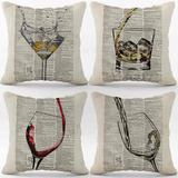 Wine And Cups Art - Funda De Almohada De Lino Vintage, ...