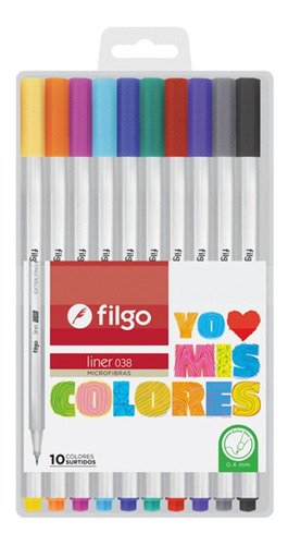 Microfibras Extra Finas Filgo X10 Colores 0.4mm Delmy