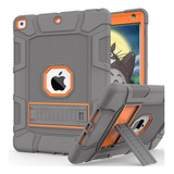 Funda Para iPad Gen 7 8 Y 9 Con Atril 10.2 In Gris Y Naranja