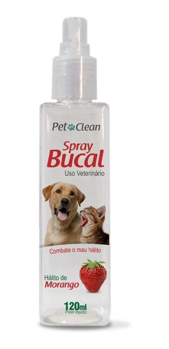 Spray Bucal Eliminador De Mau Hálito Morango Pet Clean 120m