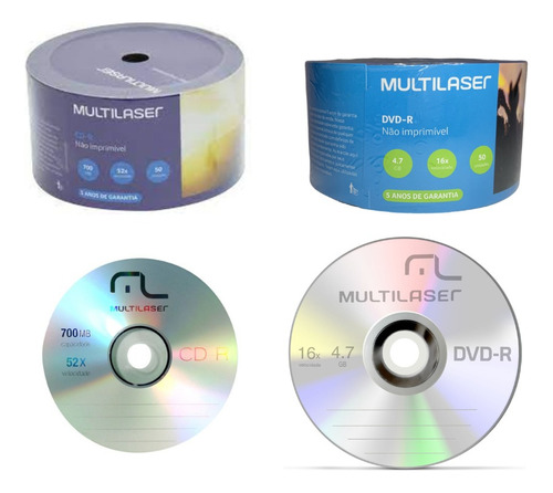 20 Midia Dvd-r Multilaser + 20 Cd-r Multilaser Nos Envelopes