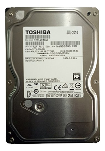Toshiba Dt01aca050 Disco Duro Interno De 500 Gb De 3,5 Pulga