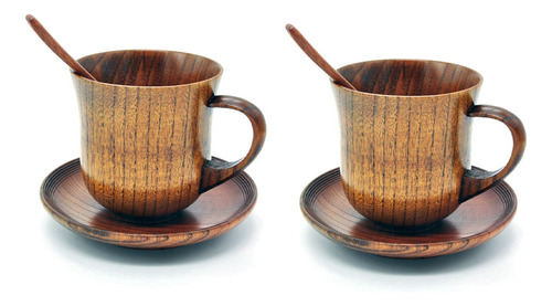 Juego De 6 Piezas Para Taza, Platillo Y Cuchara De Madera, H