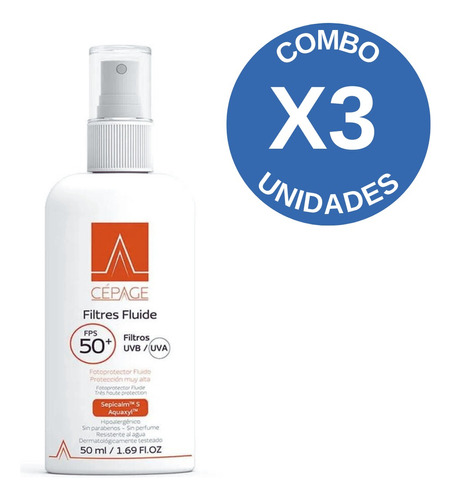 Combo X3 Cepage Fps 50+ Filtres Fluide Normal A Mixta 50 Ml