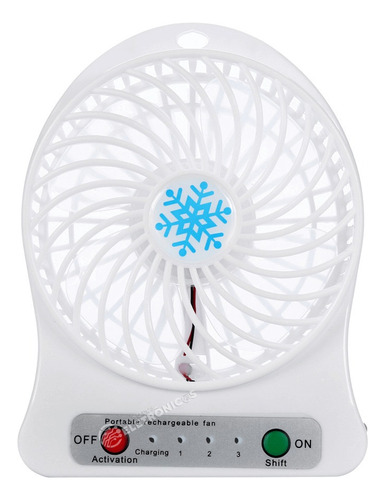 Ventilador Azul Pequeno Portatil A Pilha Recarregavel Usb