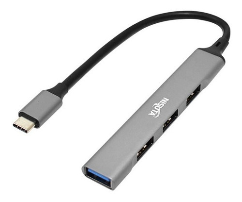 Hub Usb C Nisuta Ns-uh044c Aluminio 3 Usb 2.0 + 1 Usb 3.0 F