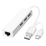 Adaptador Hub 3 Usb Type C Y Pc Ethernet Rj45 Macbook