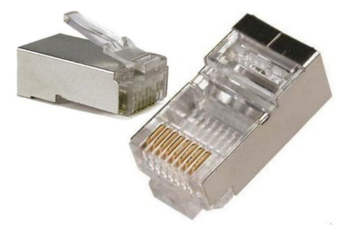 50 Conectores Rj-45 Blindado Para Cable De Red Cat 5e