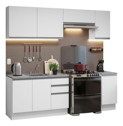 Cocina Integral Luna Glamy Madesa Con Acessorios 240cm Bl