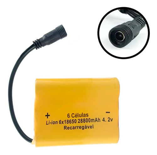 Bateria Para Farol Bicicleta Potente 4.2v 6x18650-28800mah