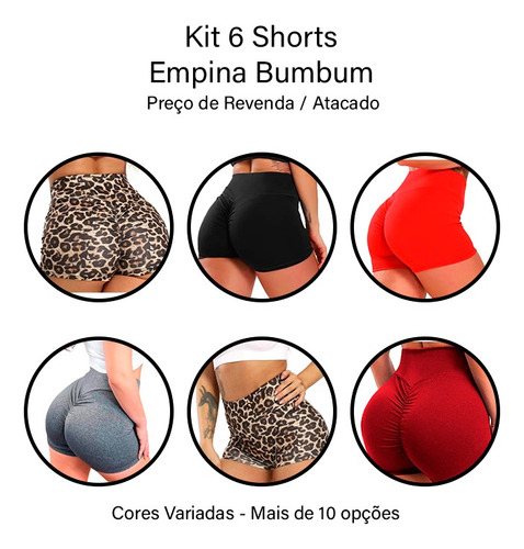 Kit 6 Shorts Empina Bumbum Fitness Confortável Preço Atacado