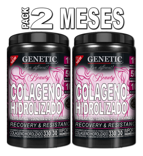 2 Colagenos Hidroliz Beauty Resveratrol Q10 Vit C E Genetic