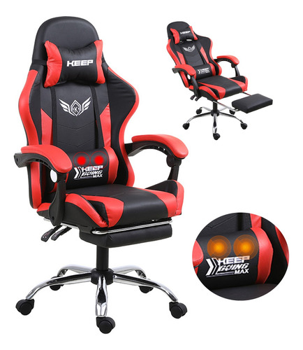 Silla Gamer Gaming Ergonomica Reclinable Con Masaje Lumbar 