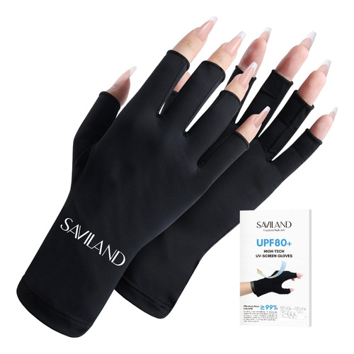 Saviland Guantes Uv Para Uñas Upf80+, 4 Colors,para Manicura