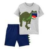 Carters Set 2 Piezas Remera Manga Corta Short Dinosaurio