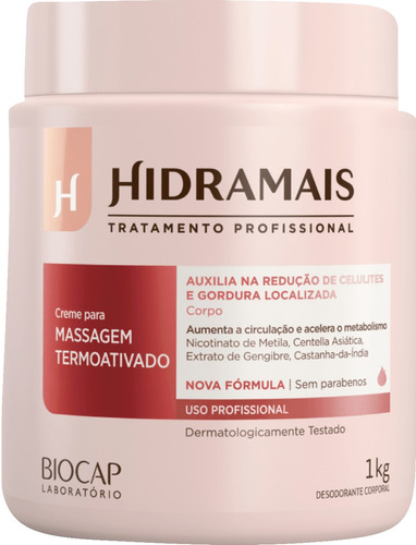 Creme Hiperemiante Com Nicotinado De Metila 1kg Hidramais