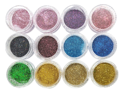 12un Decoração Unhas Glitter Flocado Variados Encapsulamento Cor Hs-435