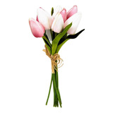 Tulipa Rosa 8 Hastes 27cm Flor Planta Artificial