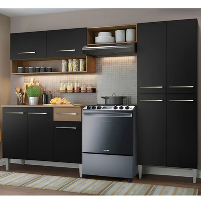 Cocina Integral Completa Emilly Pop 229 cm 2 Marrón Negro Madesa GREM229002 | Meses sin interés