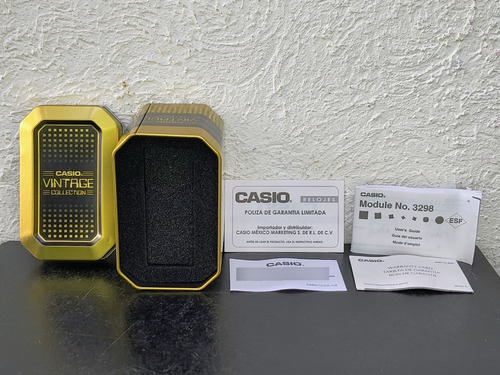 Caja Metálica Para Reloj Casio Vintage Mod. 3298 Dorado Orig