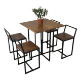 Conjunto Mesa 4 Cadeiras Pequena Madeira Imbuia Industrial