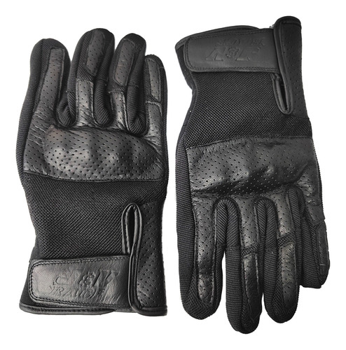 Guantes Para Moto Verano Cuero Jyv Race Raven 6c- City Motor