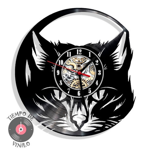 Reloj De Pared Elaborado En Disco Lp Gato Ref.04