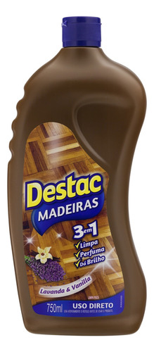 Limpador Pisos De Madeira Destac Lavanda & Baunilha Em Squeeze 750 Ml