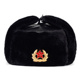 Ejército Soviético Soldado Ruso Ushanka Sombrero Negro