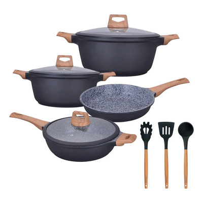 Bateria De Cocina Antihaderente Granito 10 Pzs Negro Kochstelle | Meses sin interés