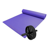 Kit Mat Yoga 4mm + Rueda Abdominal Doble Comun Pilates Gym P