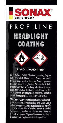 Sonax Sellador Opticas - Headlight Coating 1 Sachet 2 Faros