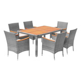 Devoko Muebles De Comedor De 7 Piezas Madera De Acacia