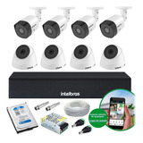 Kit 8 Cameras Intelbras Cftv Dvr Mhdx 1008 Comp Hd 500gb