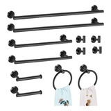 Juego De Accesorios De Baño Negro Mate De 12 Piezas, Juego D