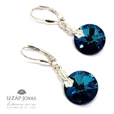 Aros Brisura + Cristales Swarovski Rivoli 12 Mm Plata 925