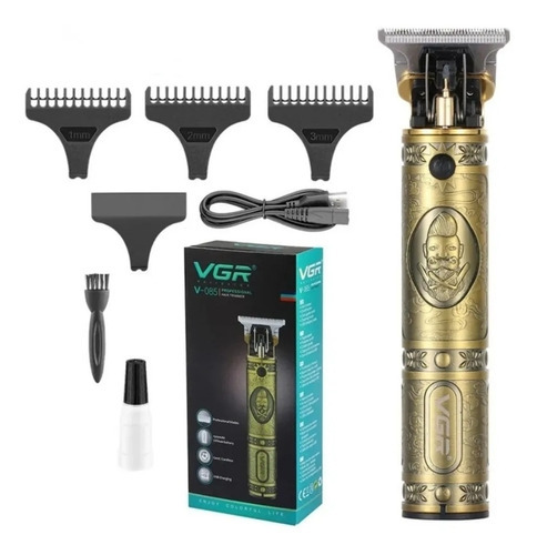 Máquina Aparador De Cabelo/ Barba Retrô Vgr Portatil Sem Fio Cor Dourado 110v/220v