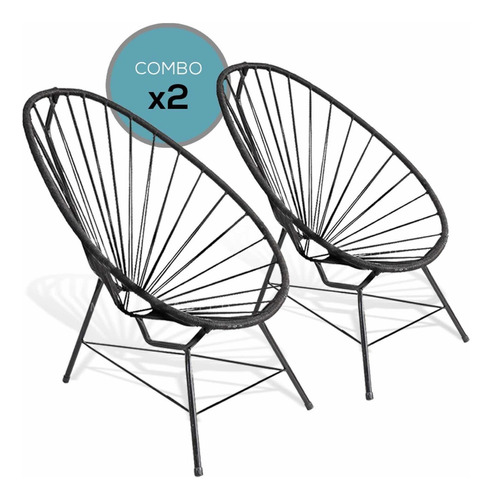 Sillon De Jardin Sillones Acapulco Combo X2 Unidades Color Negro