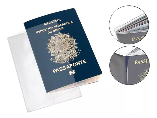 Capa Transparente Para Passaporte Kit Com 4 Capas 