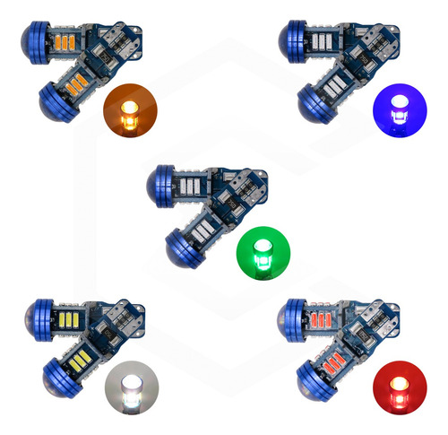 Par De Focos De Pellizco T10 15 Led Canbus Con Lupa 4010 12v