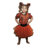 Disfraz Primavera Tigre Naranja Con Negro Tutu Infantil Niña