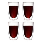 Set 4 Tazas Para Café Espresso 350ml Doble Pared 