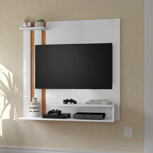 Painel Para Tv Smart Plus - Branco/nature - Mania De Móveis