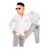 Conjunto Kit 2 Peças Social Masculino  Camisa Branca E Calça