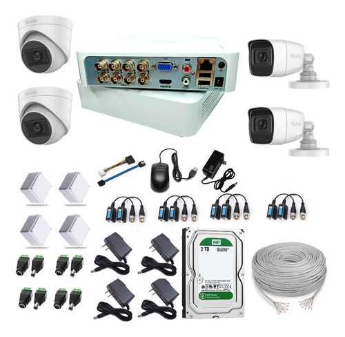 Kit 4 Cámaras Seguridad Con Audio Hilook + Dvr 8 Ch + D.d 2t