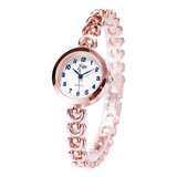 Reloj Femenino Elegante Casual Moderno En Rosado Y Plateado