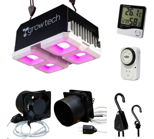 Kit Extraccion Y Led Indoor Growtech 200w Completo P/ 60x60