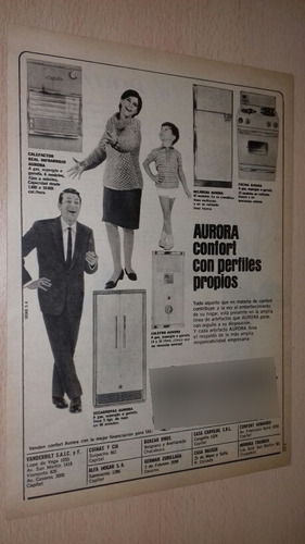 P165 Clipping Publicidad Cocinas Heladeras Aurora Año 1967