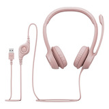 Auriculares Alambricos Logitech H390 Usb Canc Ruido Rosa Pc