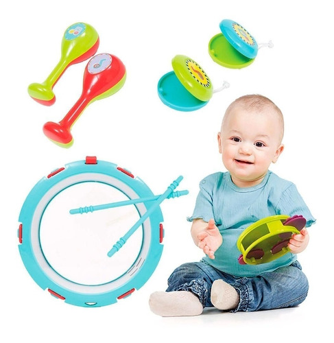 Kit Bateria Instrumentos Musicais Bebê Infantil Criança Buba